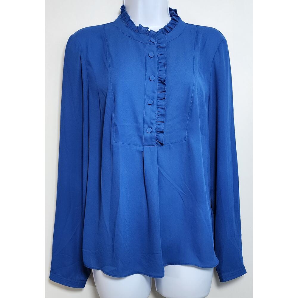 J. CREW Ruffle Neck Preppy Minimalist Office Blouse‎ 12